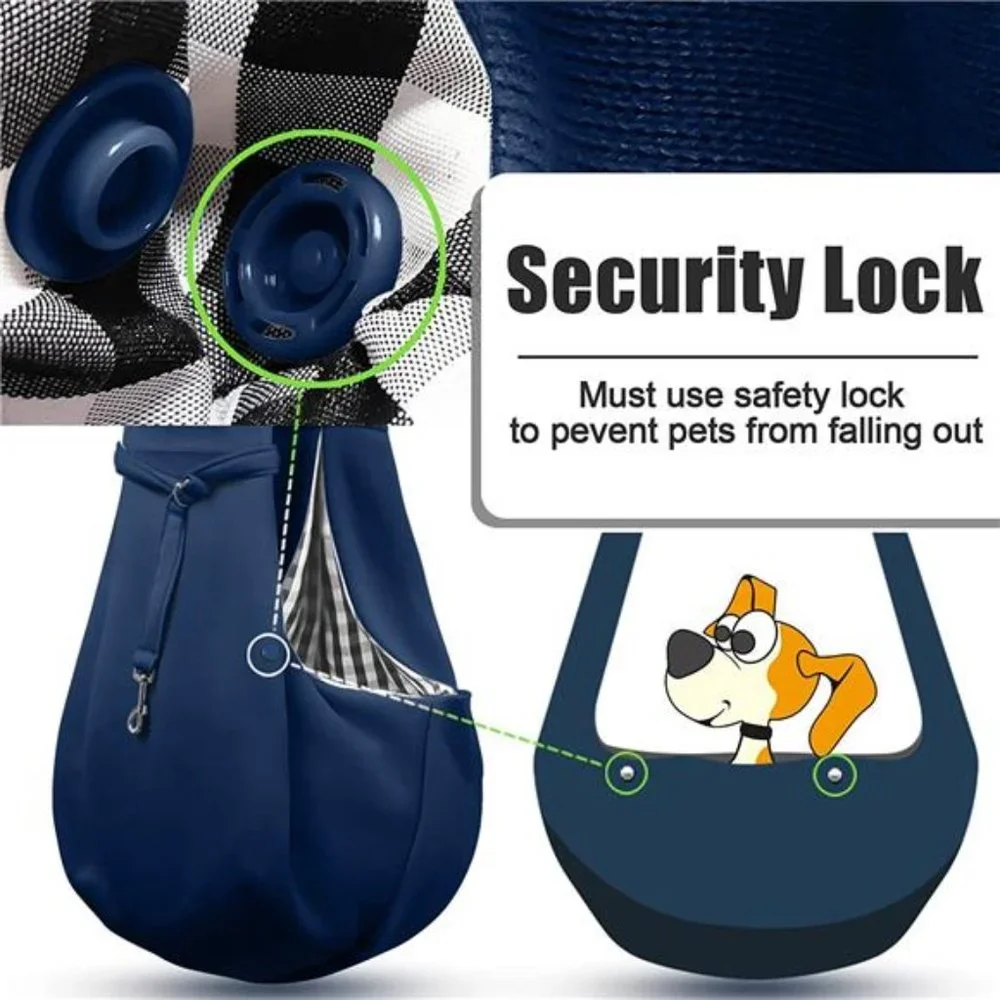 Small Dogs Puppy Sling Carrier (Dark Blue, , Adjustable Strap & Zipper Pocket)